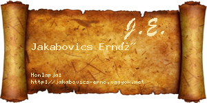 Jakabovics Ernő névjegykártya